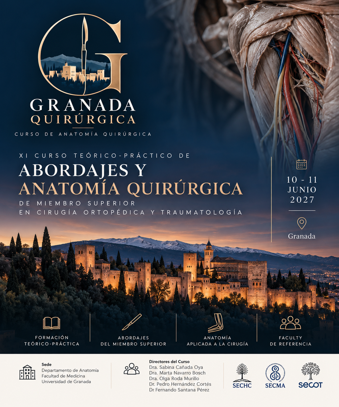 Imagen promocional de Granada Quirúrgica con inspiración en la Alhambra y la anatomía quirúrgica